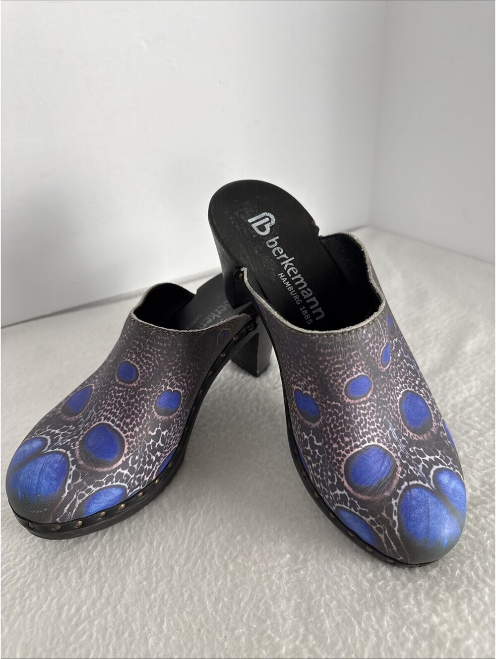 Berkemann Trudi Clogs Rare Peacock Feather Print. Sz 4 1/2 3073021682